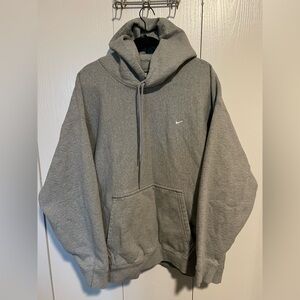 Nike Lab Hoodie Men's 2XL Gray Solo Swoosh Fleece Pullover Sweater Heavyweight